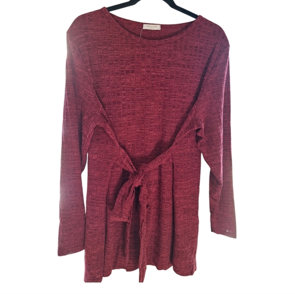 Ekouaer Burgundy Ribbed Long Sleeve Maternity Top - Size XXL - Picture 1 of 9